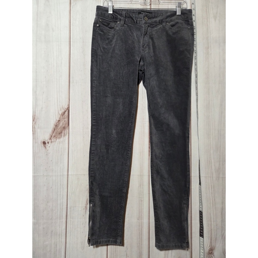 White House‎ Black Market Skinny Velvet Pants Charcoal Gray Size 4R Zip Ankle